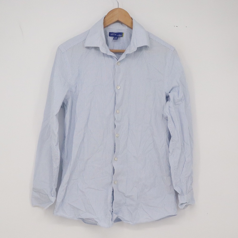 Apt 9 Shirt Mens S Light Blue Micro Stripe Button-down Excellent